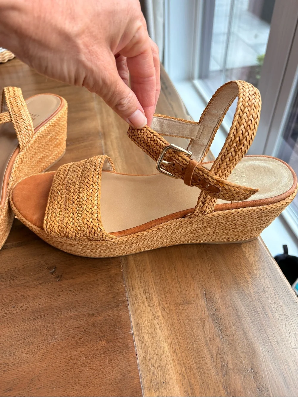 Stuart Weitzman Barbados Braided Wedge Sandal - Tan - Picture 8 of 12